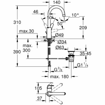 Mengkraan Grohe 23811000 Metaal 5