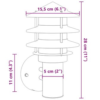 Buitenwandlamp roestvrij staal zilverkleurig 7