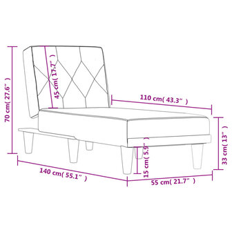 Chaise longue fluweel lichtgrijs 9