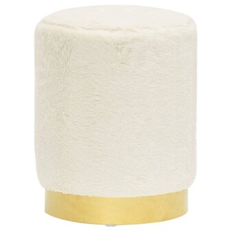 Hocker rond pluche wit 2