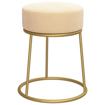 Hocker rond fluweel abrikooskleurig 2