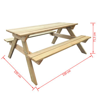 Picknicktafel 150x135x71,5 cm hout 4