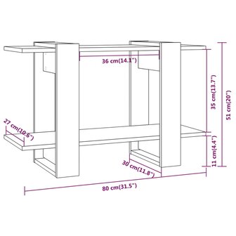 Boekenkast/kamerscherm 80x30x51 cm zwart 7