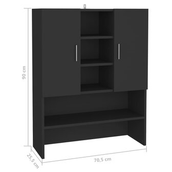 Wasmachinekast 70,5x25,5x90 cm zwart 8