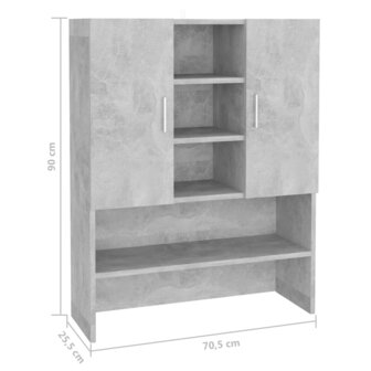 Wasmachinekast 70,5x25,5x90 cm betongrijs 8