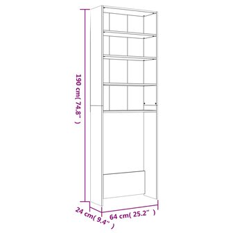 Wasmachinekast 64x24x190 cm betongrijs 9