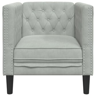 Fauteuil Chesterfield-stijl fluweel lichtgrijs 4