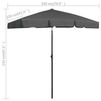 Strandparasol 180x120 cm antracietkleurig 8