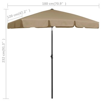 Strandparasol 180x120 cm taupe 8