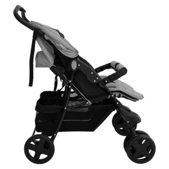 Tweeling kinderwagen staal lichtgrijs 3