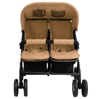 Tweeling kinderwagen staal taupe 2