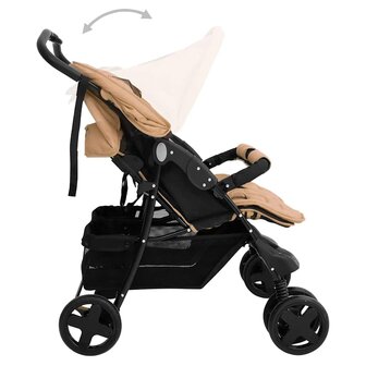 Tweeling kinderwagen staal taupe 6