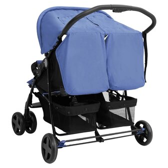 Tweeling kinderwagen staal marineblauw 5