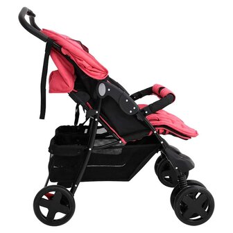 Tweeling kinderwagen staal rood 3