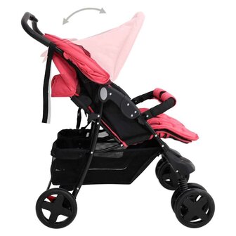 Tweeling kinderwagen staal rood 6