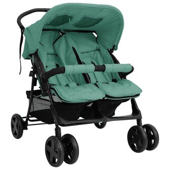 Tweeling kinderwagen staal groen 1