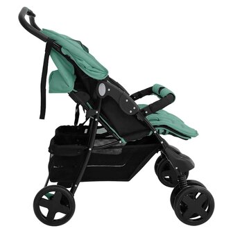 Tweeling kinderwagen staal groen 3