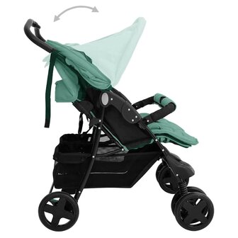 Tweeling kinderwagen staal groen 6