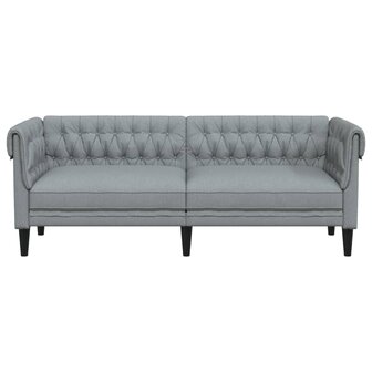 Driezitsbank Chesterfield-stijl stof lichtgrijs 4