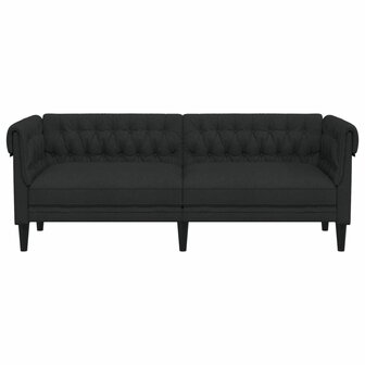 Driezitsbank Chesterfield-stijl stof zwart 4