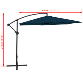 Zweefparasol 3 m blauw 8