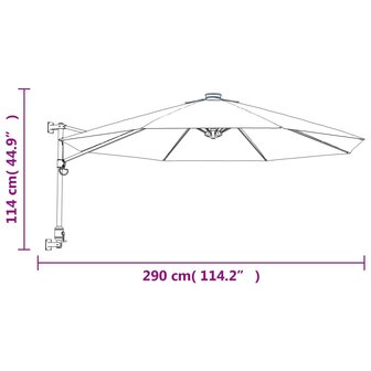 Wandparasol 290 cm zeeblauw 8