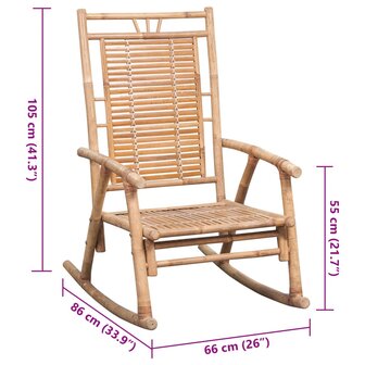 Schommelstoel met kussen bamboe 8