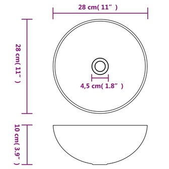 Wastafel rond keramiek matwit 6