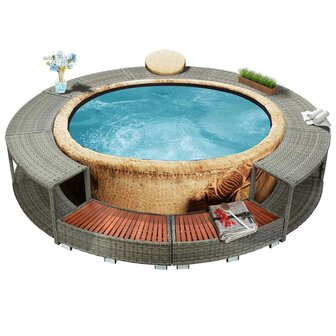 Hottub-ombouw poly rattan grijs 1