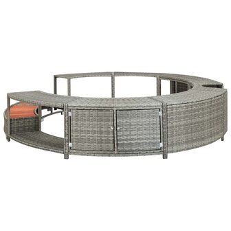 Hottub-ombouw poly rattan grijs 4