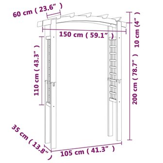 Tuinboog 150x60x210 cm hout 6