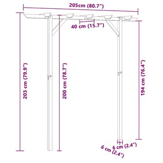 Pergola 205x40x203 cm hout 6