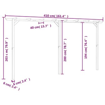 Pergola 410x40x203 cm hout 6