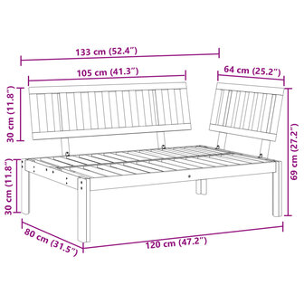 Tuinhoekbank pallet massief acaciahout 8