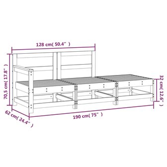 3-delige Loungeset ge&iuml;mpregneerd grenenhout 8