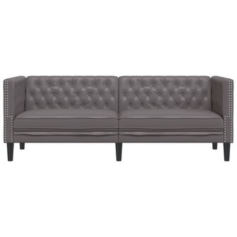 Driezitsbank Chesterfield-stijl kunstleer grijs 4