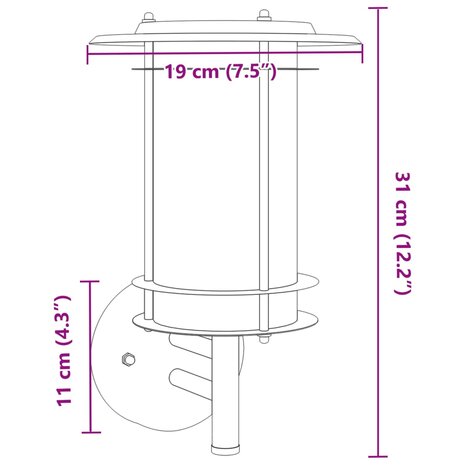 Buitenwandlamp roestvrij staal zilverkleurig 7