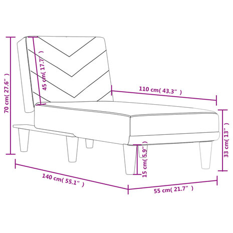 Chaise longue stof lichtgrijs 9