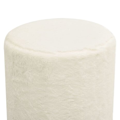 Hocker rond pluche wit 3