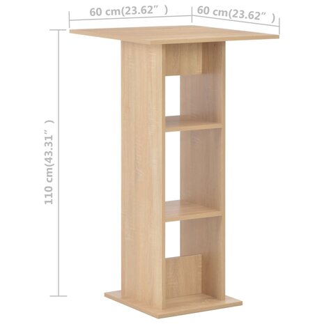 Bartafel 60x60x110 cm eikenkleurig 6