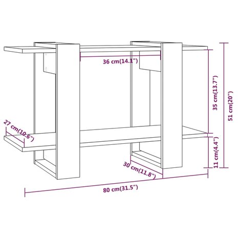 Boekenkast/kamerscherm 80x30x51 cm wit 7