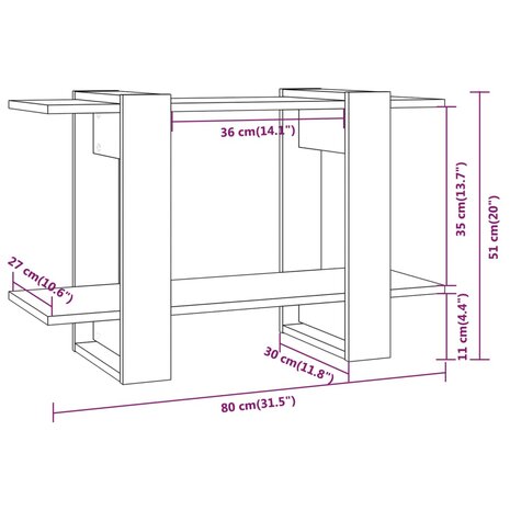 Boekenkast/kamerscherm 80x30x51 cm zwart 7