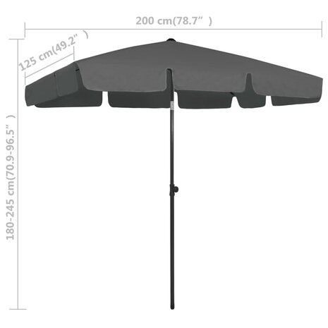 Strandparasol 200x125 cm antracietkleurig 8