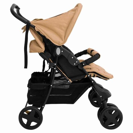 Tweeling kinderwagen staal taupe 4