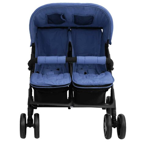 Tweeling kinderwagen staal marineblauw 2