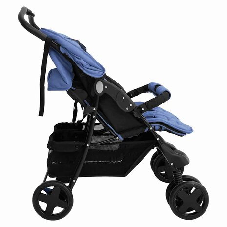 Tweeling kinderwagen staal marineblauw 3