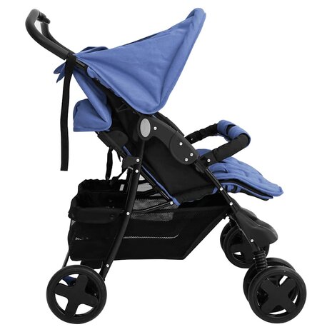 Tweeling kinderwagen staal marineblauw 4