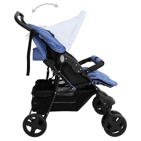 Tweeling kinderwagen staal marineblauw 6