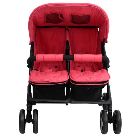 Tweeling kinderwagen staal rood 2