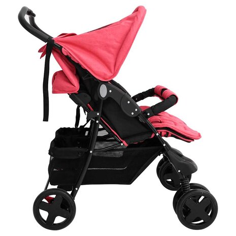 Tweeling kinderwagen staal rood 4